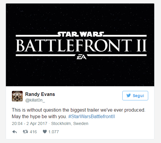 randy evans di DICE battlefront 2 trailer star wars