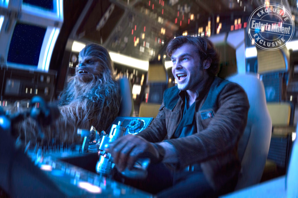 han solo e chewbacca sul millennium falcon star wars