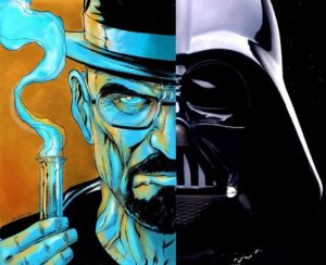 walter white darth vader half face artwork