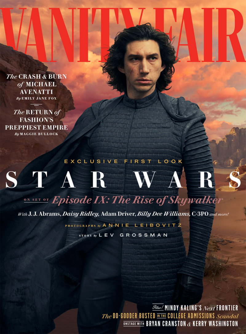 copertina vanity fair kylo ren adam driver set