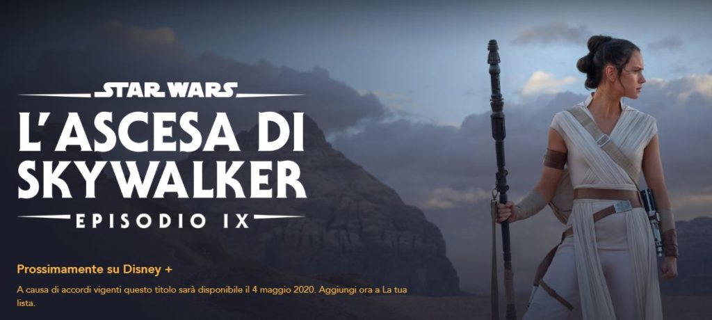 l'ascesa di skywalker su disney+