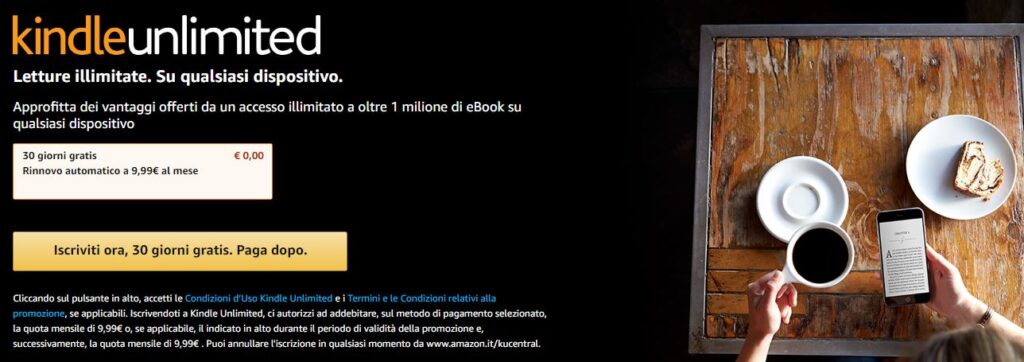 La promozione Kindle unlimited di Amazon 