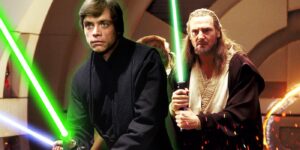 luke skywalker e qui-gon jinn spada laser