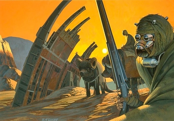 Tusken e Bantha nei concept art di Ralph McQuarrie