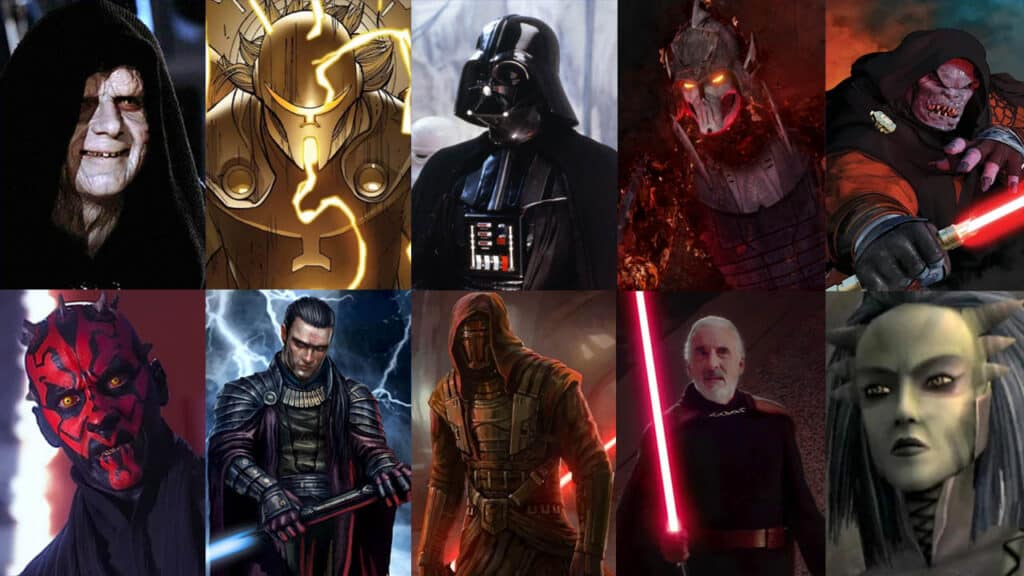 elenco dei sith presenti nel canone di star wars