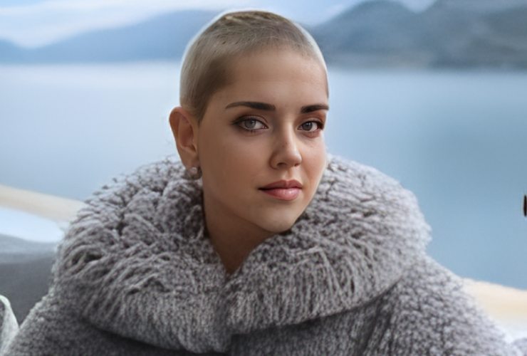 Chiara Ferragni con i capelli rasati, frutto dell'AI (TikTok)